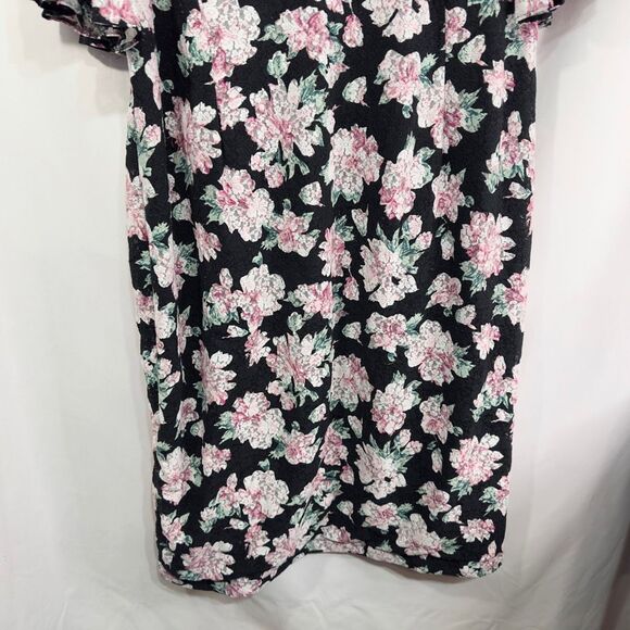 Rachel‎ Roy Plus Size 20W Dress Midi Ruffle Bell Sleeve Floral Black Pink 383 - Picture 6 of 12